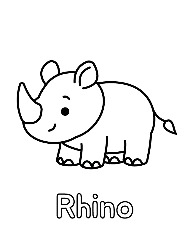 Free printable coloring page for toddlers: Rhino